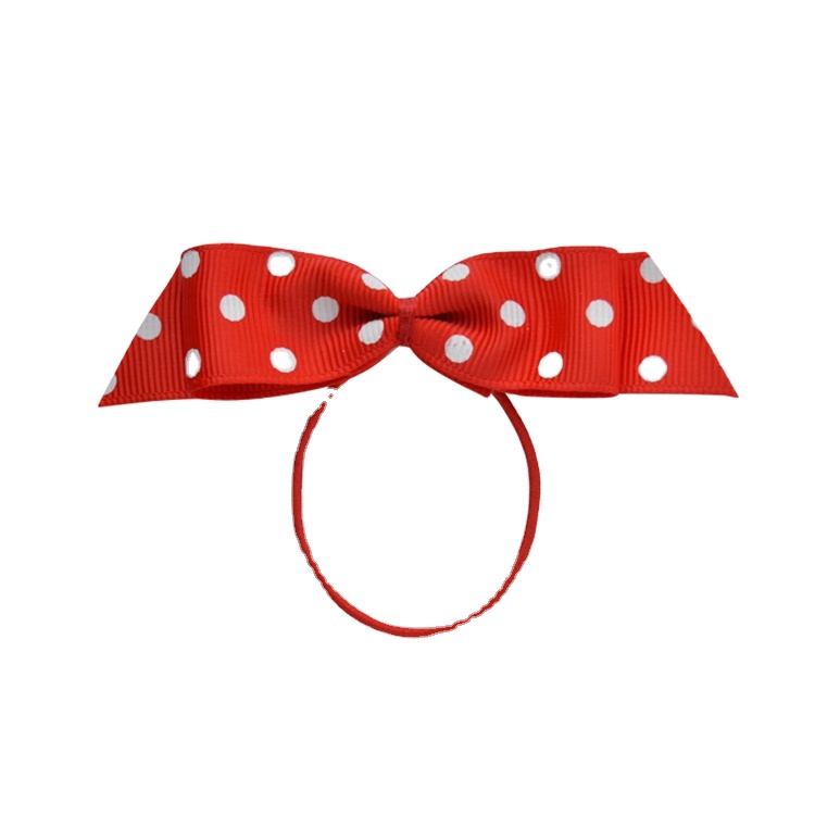 Polka Dot Pre-tied Grosgrain Ribbon Bow with Elastic Loop for Christmas Gift Wrapping