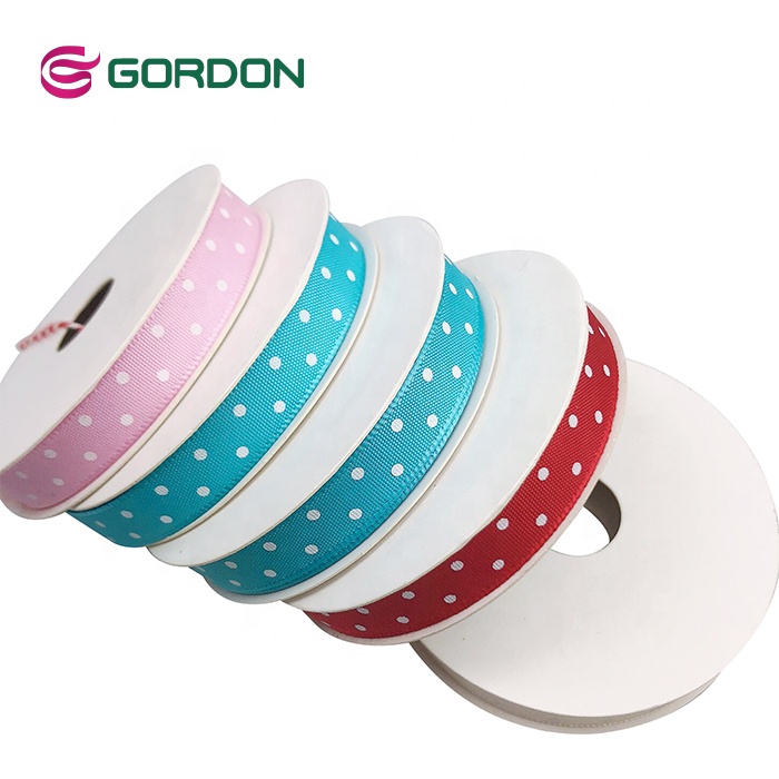 Polka Dots Printed Satin Ribbon Silk Ribbon With Various Color Available For Chocolate Gift Box Packing