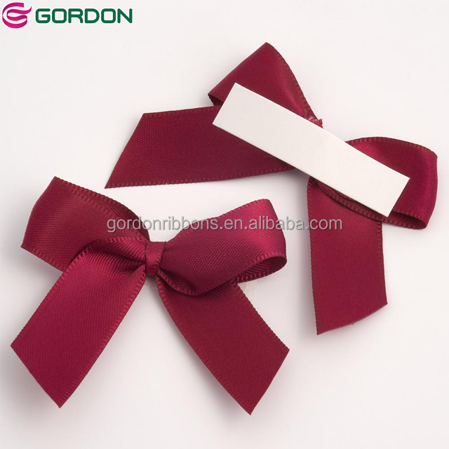 Red Satin Ribbon Bow with Sticky Tape