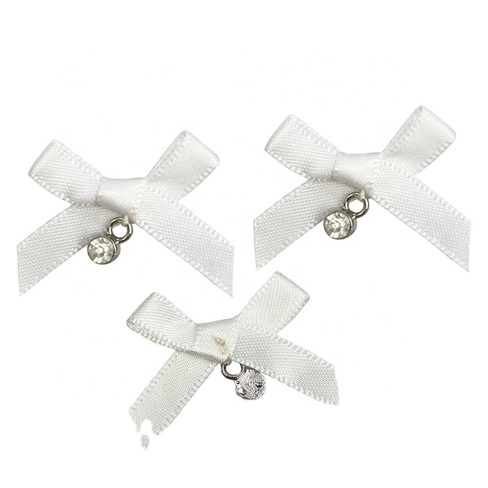Wholesale 9mm Single Face Satin Ribbon Bow Decorative Mini Bow X Bow For Underwear Decoration