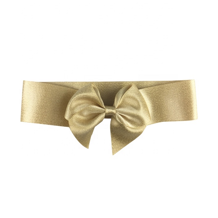 Wholesale elastic luxury gold ribbon bow for Christmas gift box from China supplier