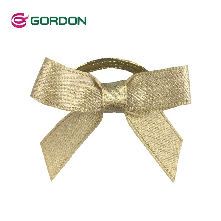 Wholesale elastic luxury gold ribbon bow for Christmas gift box from China supplier