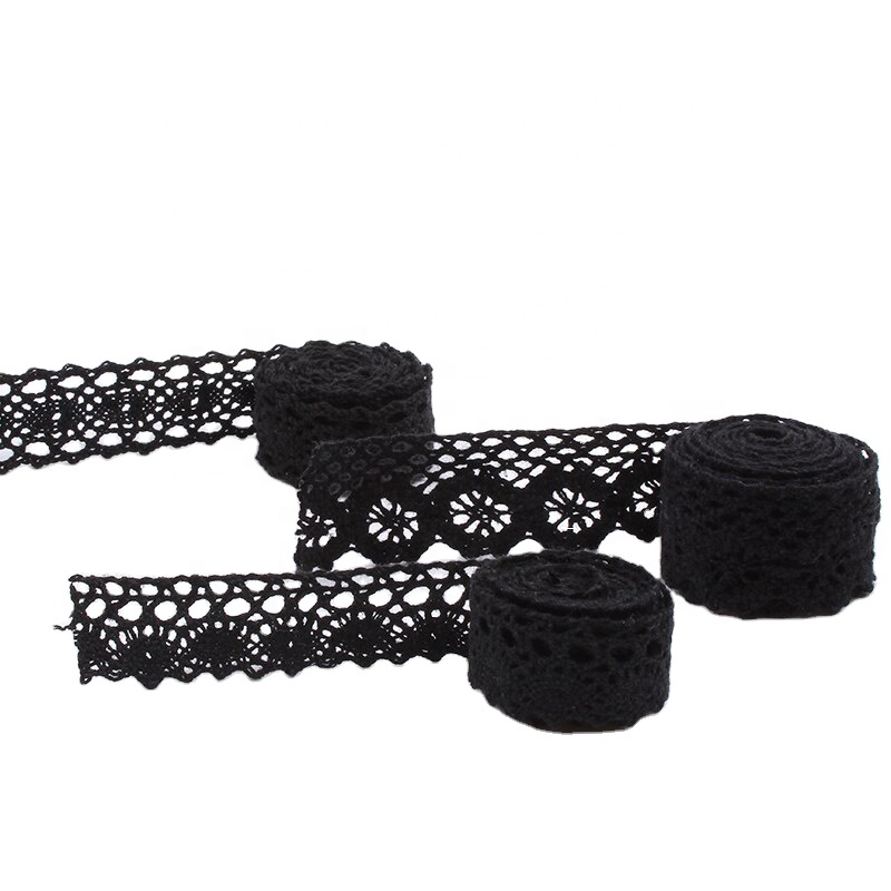black cotton lace,cotton crochet ribbon lace,lace ribbon 100% cotton