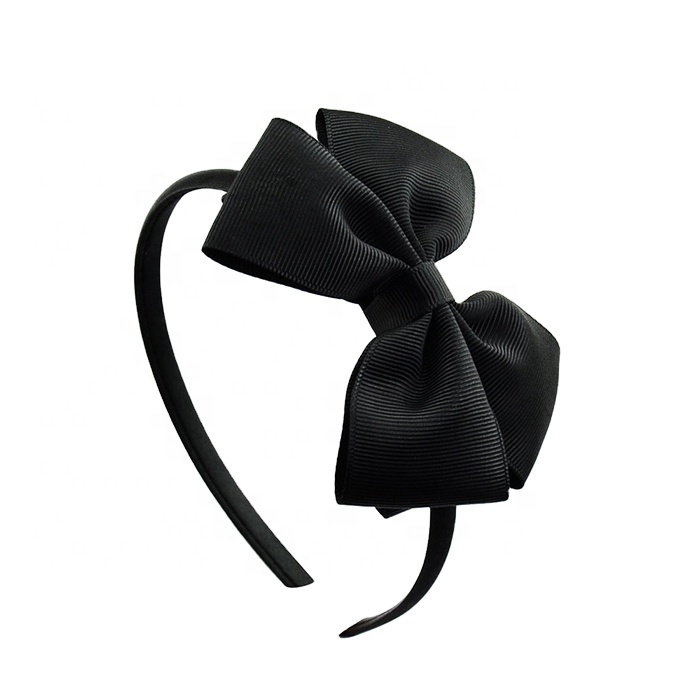 black grosgrain ribbon bow hair bands