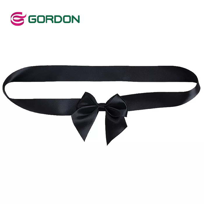 black satin ribbon bow with elastic loop