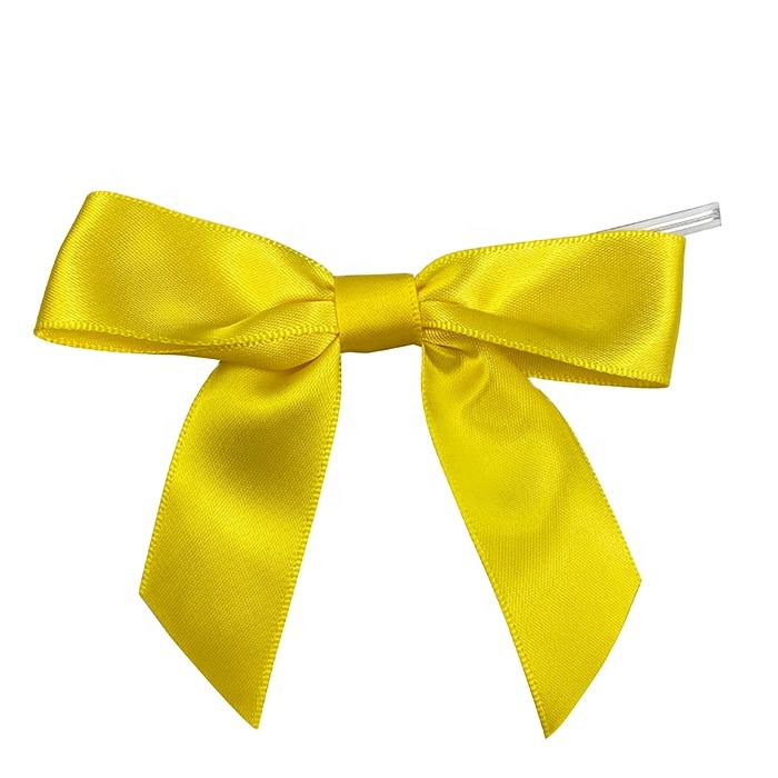 golden satin ribbon twist tie bows for treat bags