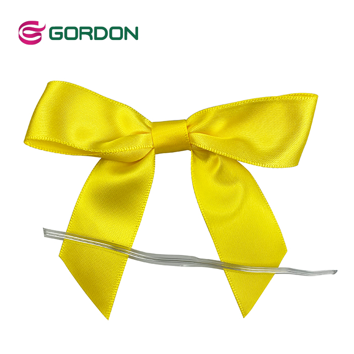 golden satin ribbon twist tie bows for treat bags