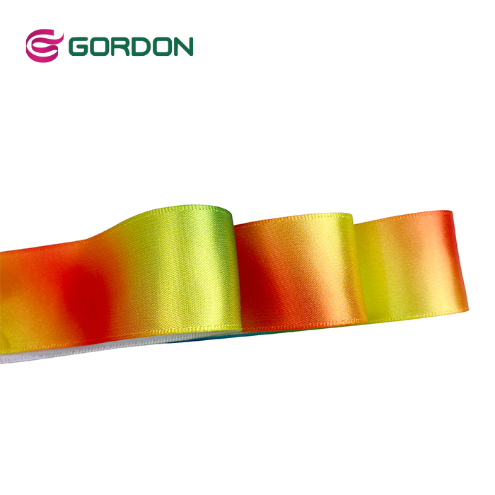 gordon ribbons heat transfer print rainbow on satin ribbon