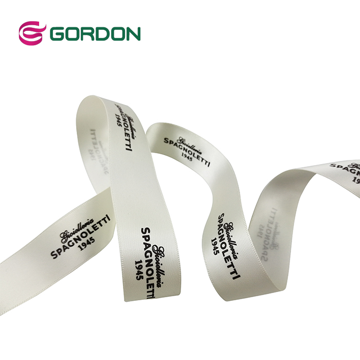 gordon ribbons puff print custom logo on satin ribbons