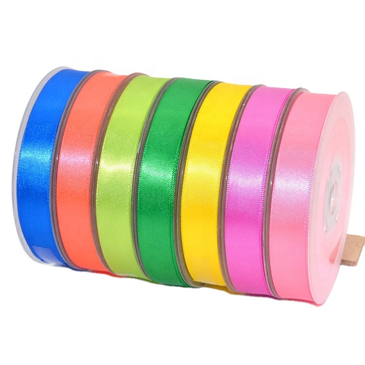 hot sale multi color metallic packing personalized pink satin ribbon