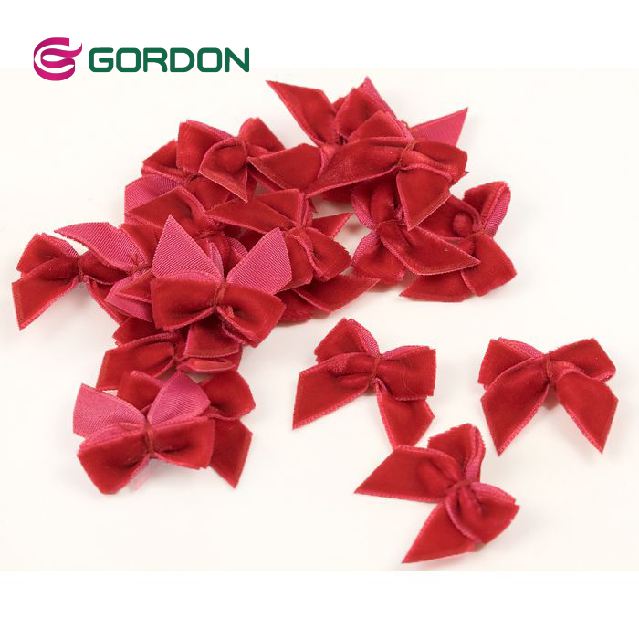 mini red velvet ribbon bow