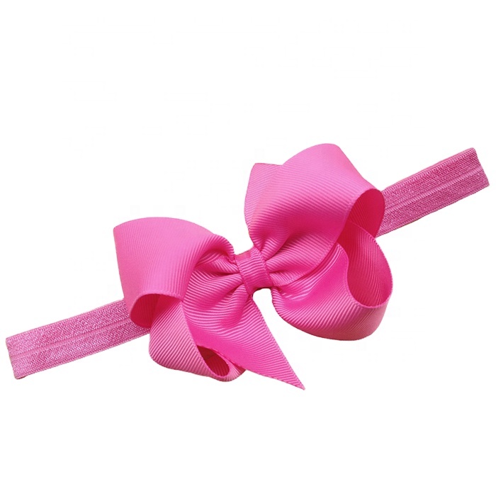plain baby girl ribbon hair bow headbands elastic
