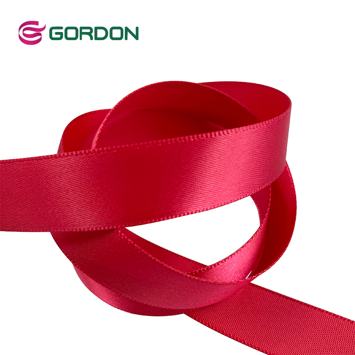 red polyester single face satin ribbon 25 mm