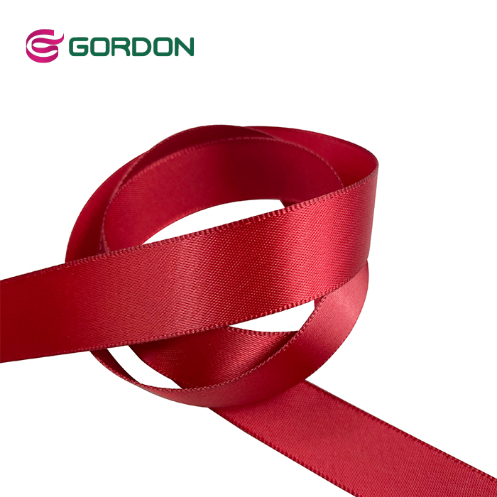 red polyester single face satin ribbon 25 mm