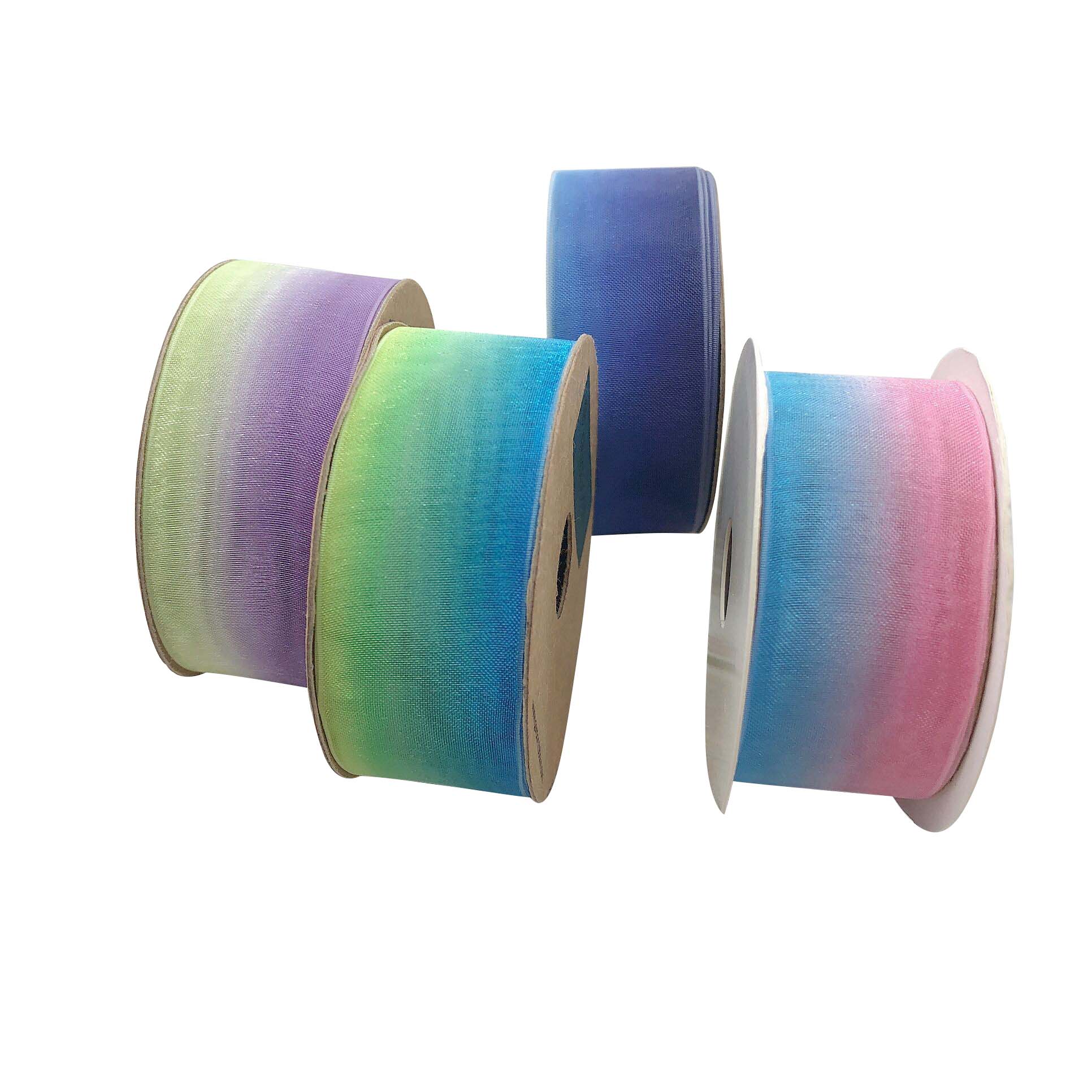wedding decoration gradient colors rainbow organza ribbon tape 25mm