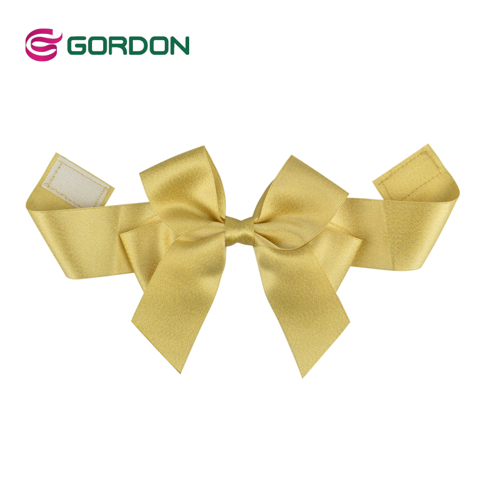 wholesale beautiful gold satin ribbon bow for gift packaging
