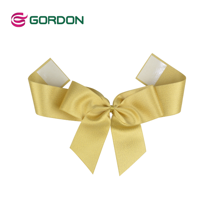 wholesale beautiful gold satin ribbon bow for gift packaging