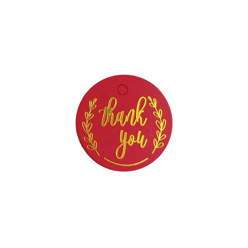 Custom Round Thank You Gold Foil Hangtag Gift Tags Paper Hang Tag  for Garment Accessories Clothing Tag