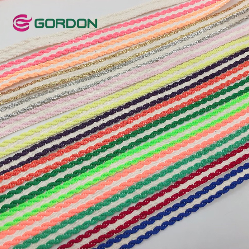 Gordon Ribbon 1cm Jacquard Cotton Ribbon Solid Color Cotton Ribbons for Garments and Socks Decoration
