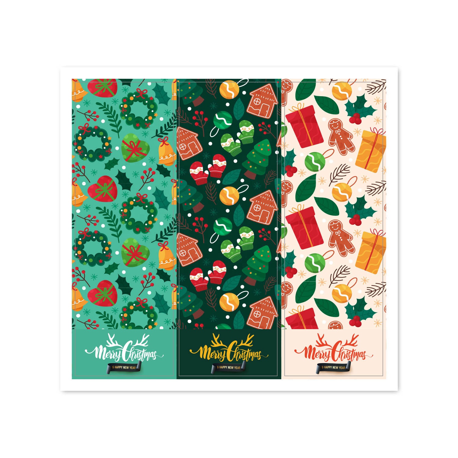 Gordon Ribbon different Christmas printing patterns colorful sticker gift box sealed sticker label bottle label perfume sticker