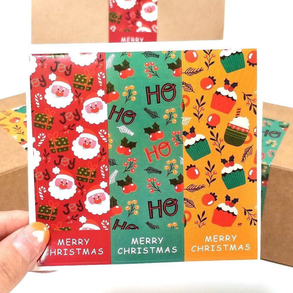 Gordon Ribbon wholesale spot Christmas 3 rectangular waterproof sticker gift box sealed sticker label packaging supplies