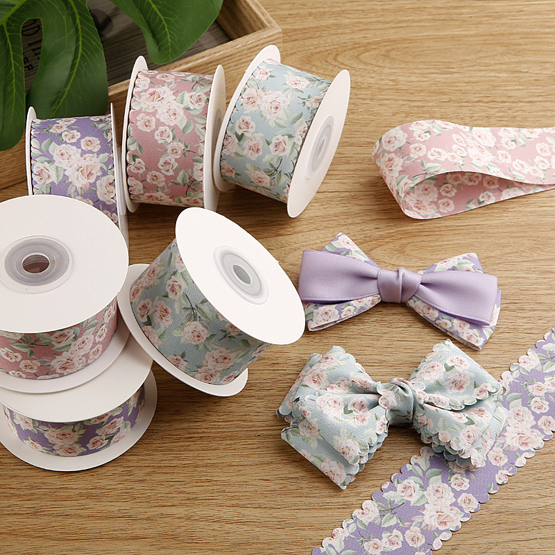 Gordon Ribbons 25/40mm Rose Flower Printed Ribbon Double Side for Hair Bow Making