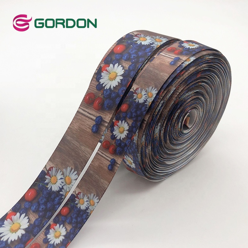 Gordon Ribbons 25mm 1 Inch Colorful Fruits Design Heat Transfer Printed Polyester Satin Ribbon For Decoration