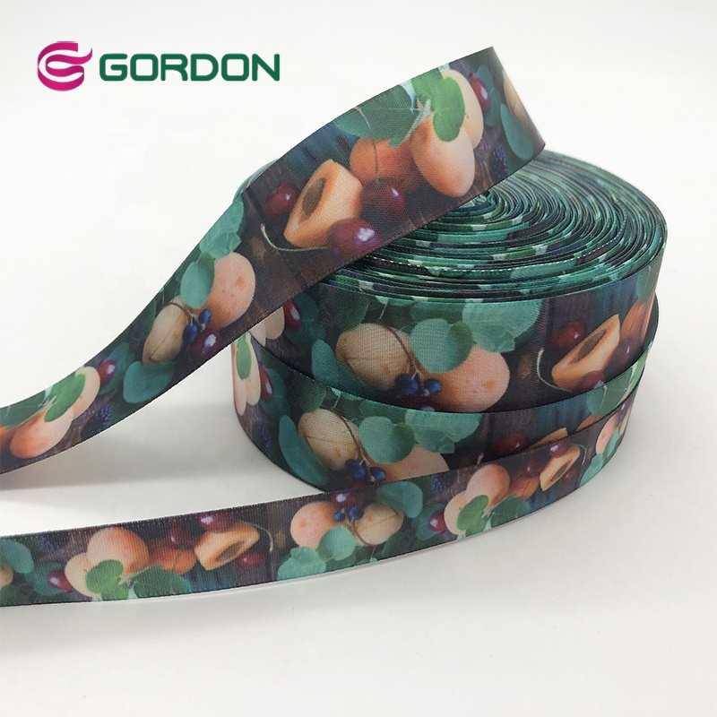 Gordon Ribbons 25mm 1 Inch Colorful Fruits Design Heat Transfer Printed Polyester Satin Ribbon For Decoration