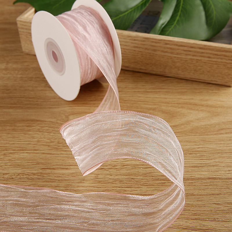 Gordon Ribbons New product Wrinkle Organza Ribbons Solid Color Organza Ribbon For Gift Packaging Flowers Hair Accessories Making