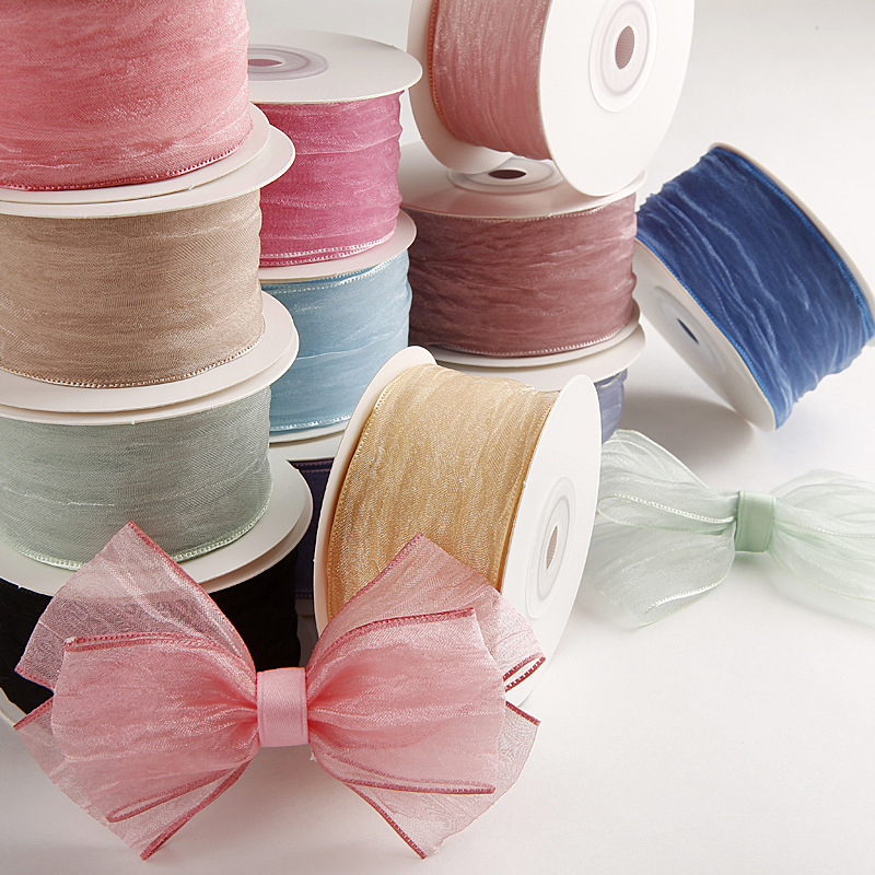 Gordon Ribbons New product Wrinkle Organza Ribbons Solid Color Organza Ribbon For Gift Packaging Flowers Hair Accessories Making