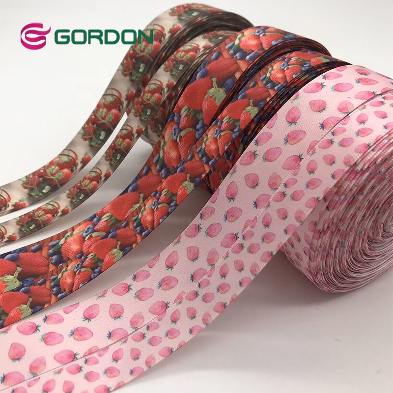 Gordon Ribbons Polyester Ribbon 25mm Logo Colorful Printed Satin Ribbon For Gift Wrapping