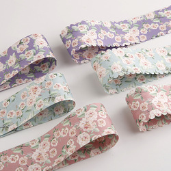Gordon Ribbons Stock 25mm Fabric Roll polyester Retro Flower Printing Ribbon For Garments Hats Gift Box Decoration
