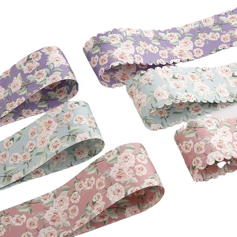 Gordon Ribbons Stock 25mm Fabric Roll polyester Retro Flower Printing Ribbon For Garments Hats Gift Box Decoration