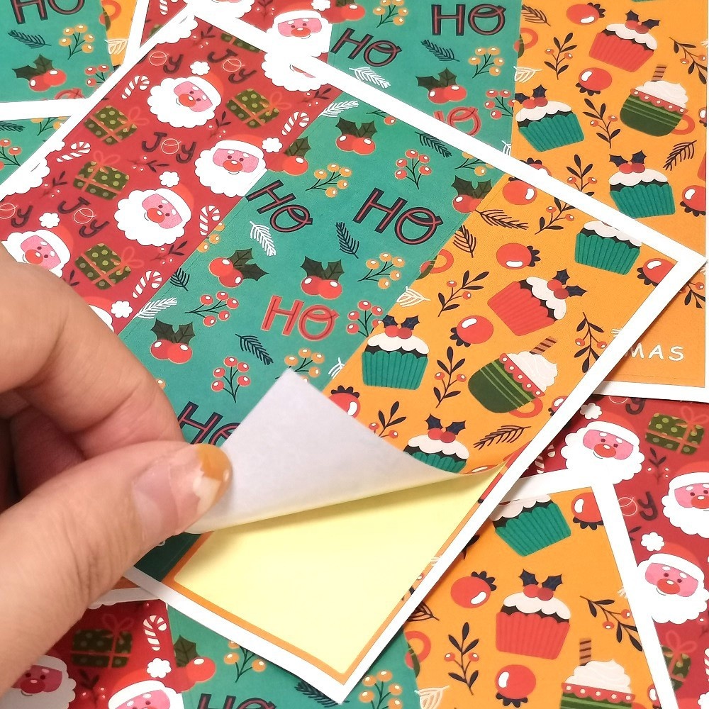 Gordon Ribbons Strong Hot Sale Paper Packaging Self Adhesive Sticker Labels With Christmas Printing