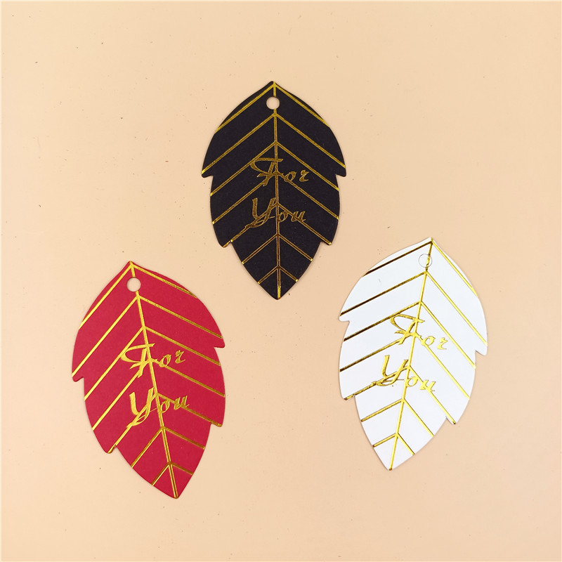 Leaf Shape White Paper Hangtag with Gold Foil Printing For You For Valentines Day