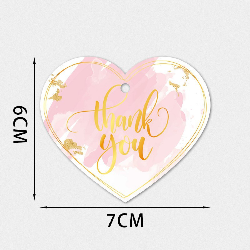 Low MOQ High Quality Spring Series Valentines Day Printed Craft Paper Hangtags Heart Shape For Gift  Thank you