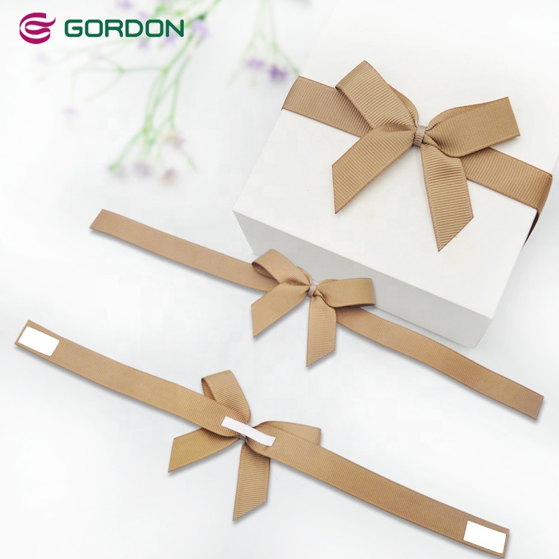 Gordon Ribbons 196 Solid Colors Adjustable Pre-tied Grosgrain Ribbon Bow with Adhesive Tape for Gift Box