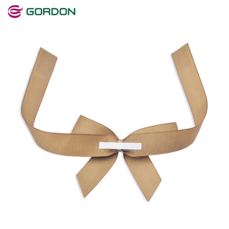 Gordon Ribbons 196 Solid Colors Adjustable Pre-tied Grosgrain Ribbon Bow with Adhesive Tape for Gift Box