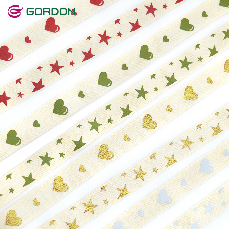 Gordon Ribbons Custom Heart Printed Twill Cotton Ribbon  Christmas Ribbon For Gift Wrapping Home Decoration Garment Accessories