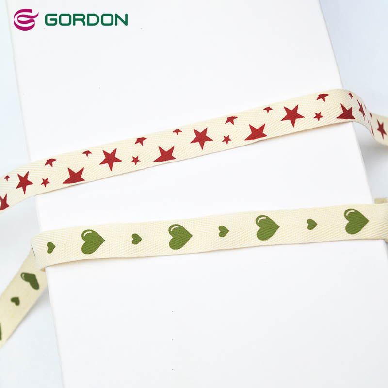 Gordon Ribbons Custom Heart Printed Twill Cotton Ribbon  Christmas Ribbon For Gift Wrapping Home Decoration Garment Accessories