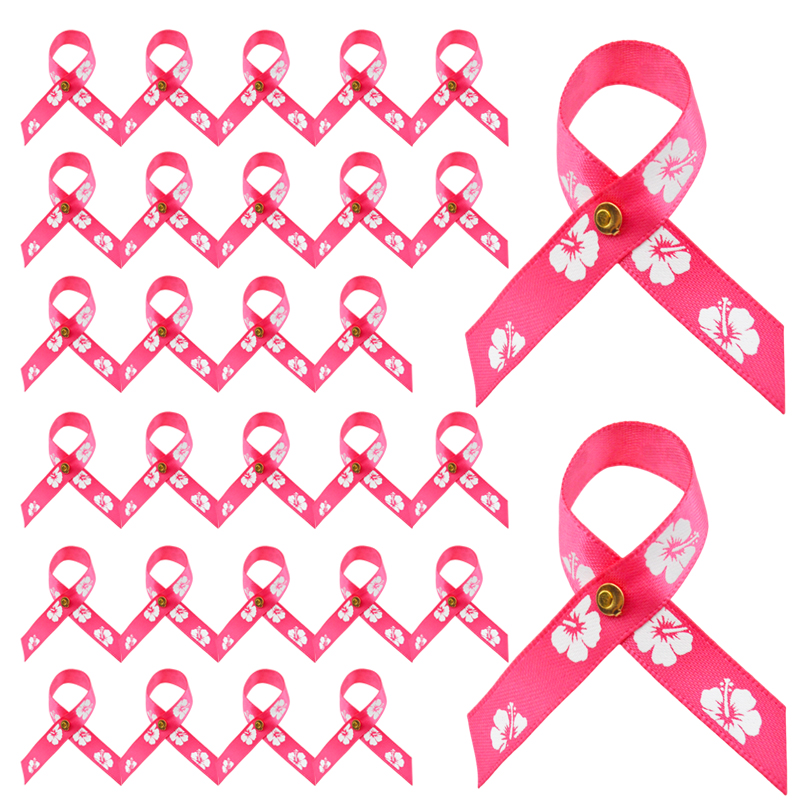 Gordon Ribbons Customized Logo Pink Awareness Breast Cancer Ribbon Bows With Safety Pin