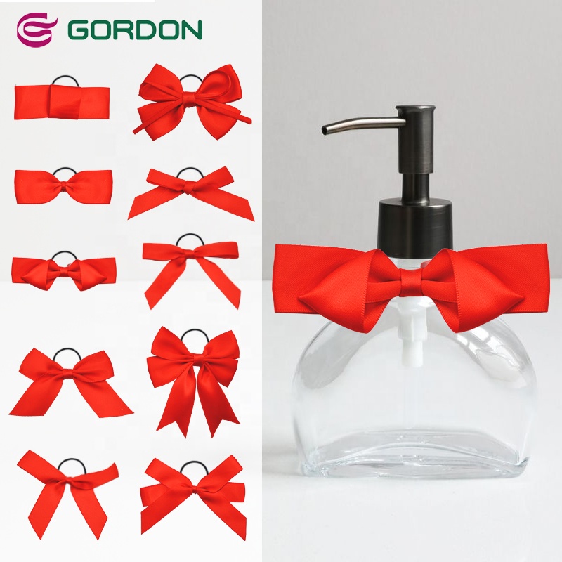 Gordon Ribbons Factory Perfume Bottle Bow Pre Tied 196 Stock Colors Satin Ribbon Bows For Perfume Bottle Decoration