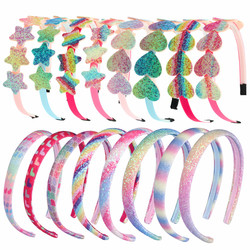 Gordon Ribbons Glitter  Heart  Star Printing Grosgrain Ribbon Hair Bow Hair Band Set for Kids
