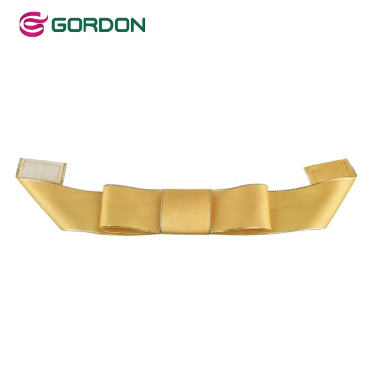 Gordon Ribbons Gold Pre Tied Satin Ribbon Bow With Self-adhesive For Decoration Gift Box Packing