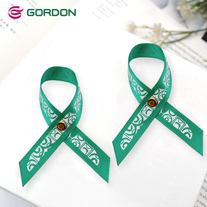 Gordon Ribbons Gordon Ribbons  Custom Logo AIDS Ribbon Bow For Decoration Health Cancer Awareness Bow With Butterfly Pin