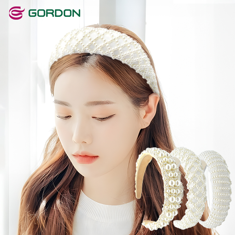 Pearl Headbands for Women White Bling Faux Pearl Rhinestones Hairbands Bridal Hair Hoop Wedding Hair Accessories for Women Girl