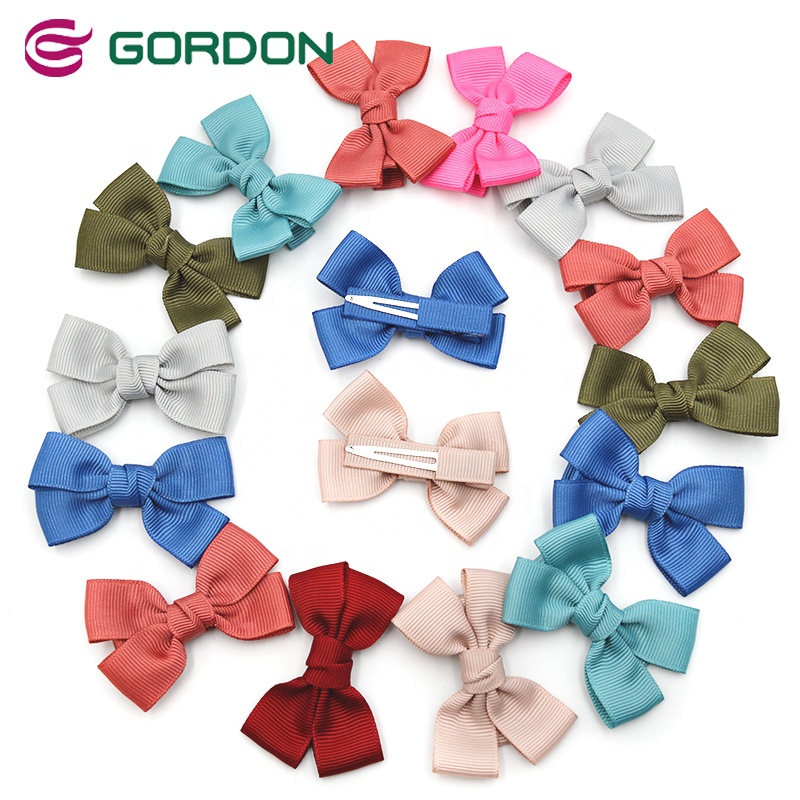 Gordon Ribbons 196 Colors 4 Loop Grosgrain Ribbon Bow With Click Clak clip Hair Bow For Women Baby Hair Decoration