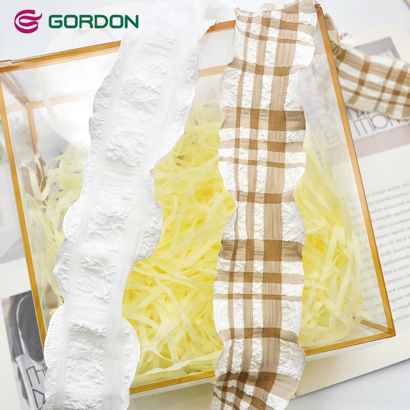 Gordon Ribbons 4cm Wrinkle Plaid Checked Ribbon For Big Hair Bow Accessories Hair Tie Hat Garments Cloth Dress Decoration
