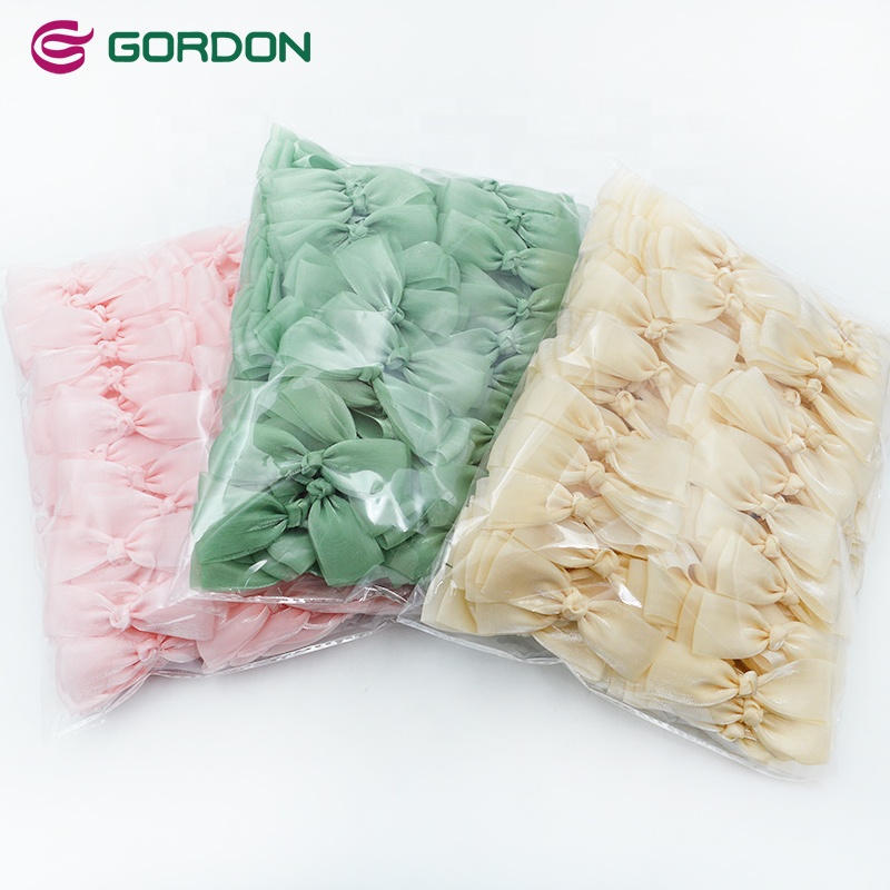 Gordon Ribbons Christmas cute hair bows polyester shiny large pink organza bow with clips for baby girl hair accessories