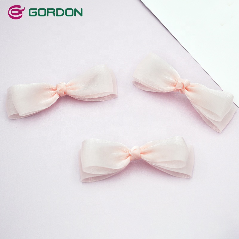 Gordon Ribbons Christmas cute hair bows polyester shiny large pink organza bow with clips for baby girl hair accessories